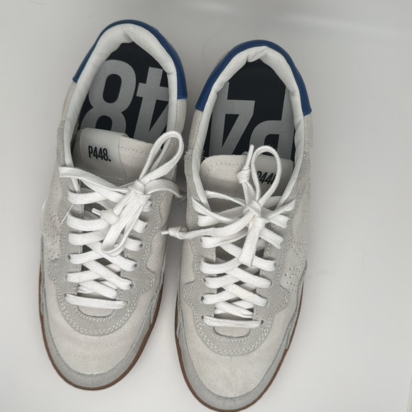 P448 Mens White At Heel and Tongue Vert Toe Wedge Leather Sneakers Shoes Size 39 - Picture 6 of 16